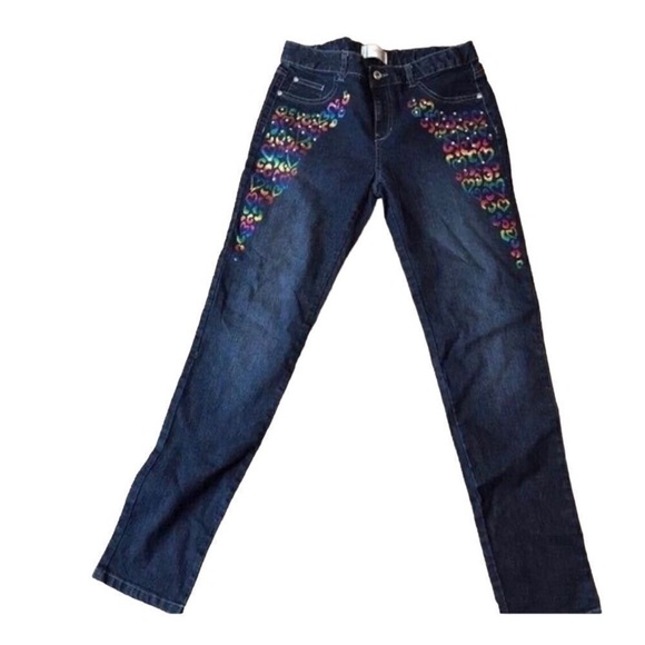Kids' Dark Blue Jeans with Colorful Details - Picture 2 of 9